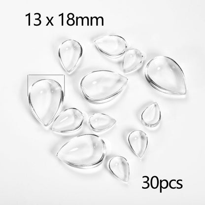 5 à 50 cabochons en verre transparent assortis