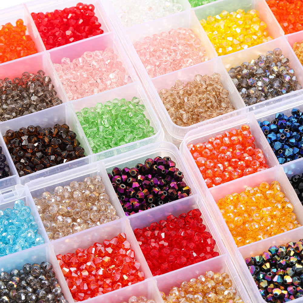 Kit de perles toupies en verre 4 mm, 3000 pièces