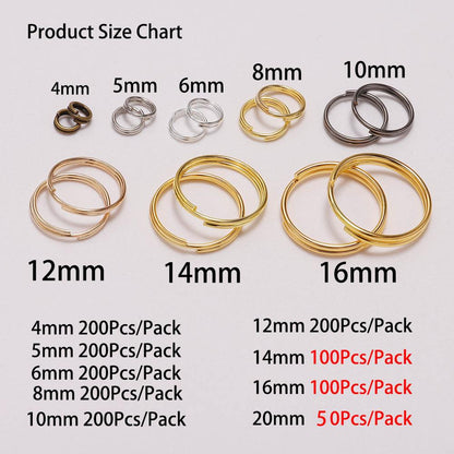 4-12mm Gold Double Loop Ringsб 50-200pcs