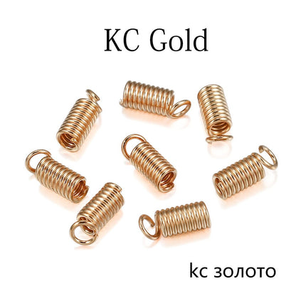 Metal Spring Crimp Clasps Leather Ends, 100pcs