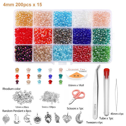 Kit de perles toupies en verre 4 mm, 3000 pièces