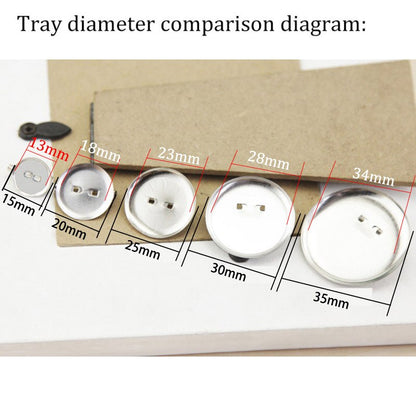 Base de broche ronde en rhodium avec épingles, 50 pièces