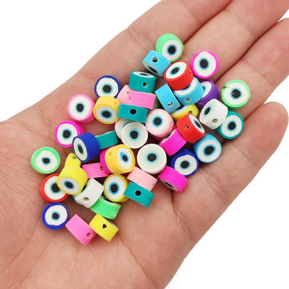 50 Stück 10 mm bunte Buchstaben- und Lächeln-Polymer-Tonperlen