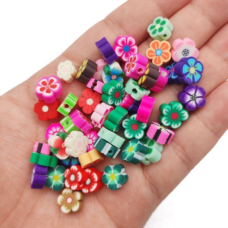 20Pcs/Lot Mixed Flower Shape Clay Beads 10mm Polymer Clay Spacer