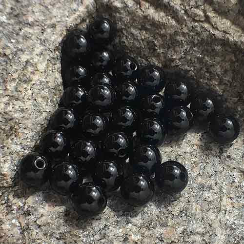 Große schwarze Achatperlen, rund 4–12 mm, 5–200 Stück
