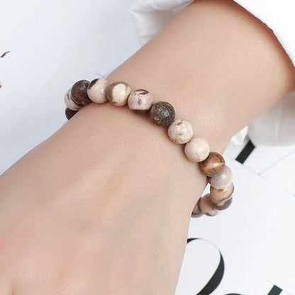 Brown zebra jasper gemstone stretch bracelet, 4-12mm