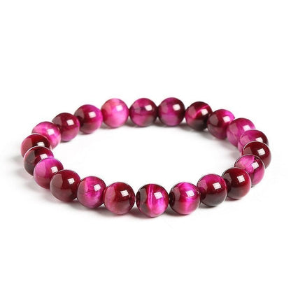 Pink tiger eye gemstone stretch bracelet, 6-12mm