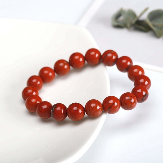 Red jasper gemstone stretch bracelet,  4-12mm