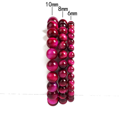 Bracelet extensible en œil de tigre rose, 6-12 mm