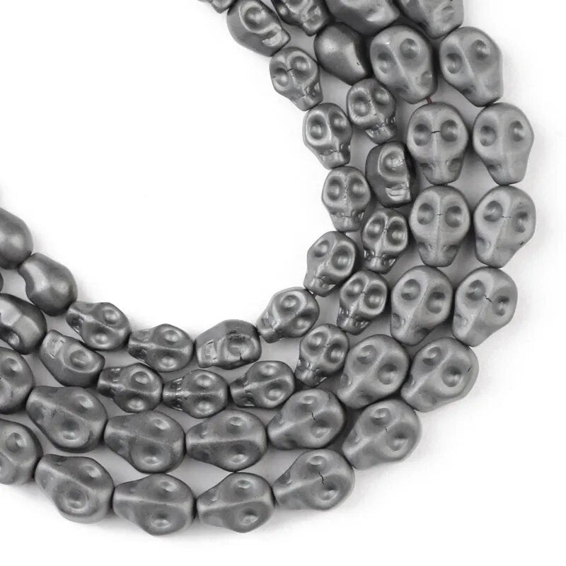 Black Howlite Skull Beads, 12x13mm