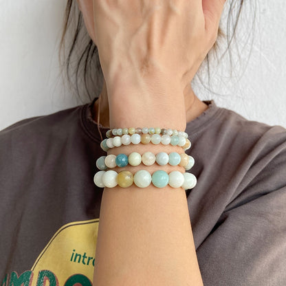 Multicolor Amazonite Gemstone Stretch Bracelet, 4-12mm