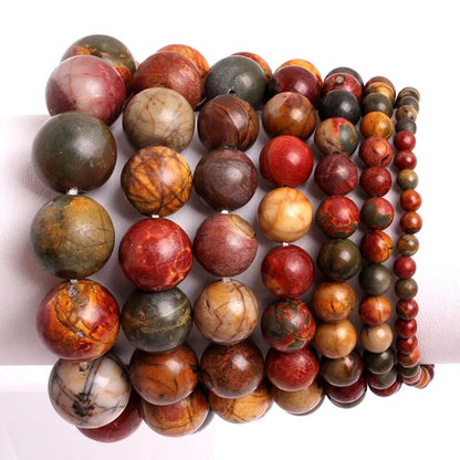 Picasso jasper gemstone stretch bracelet, 6-12mm