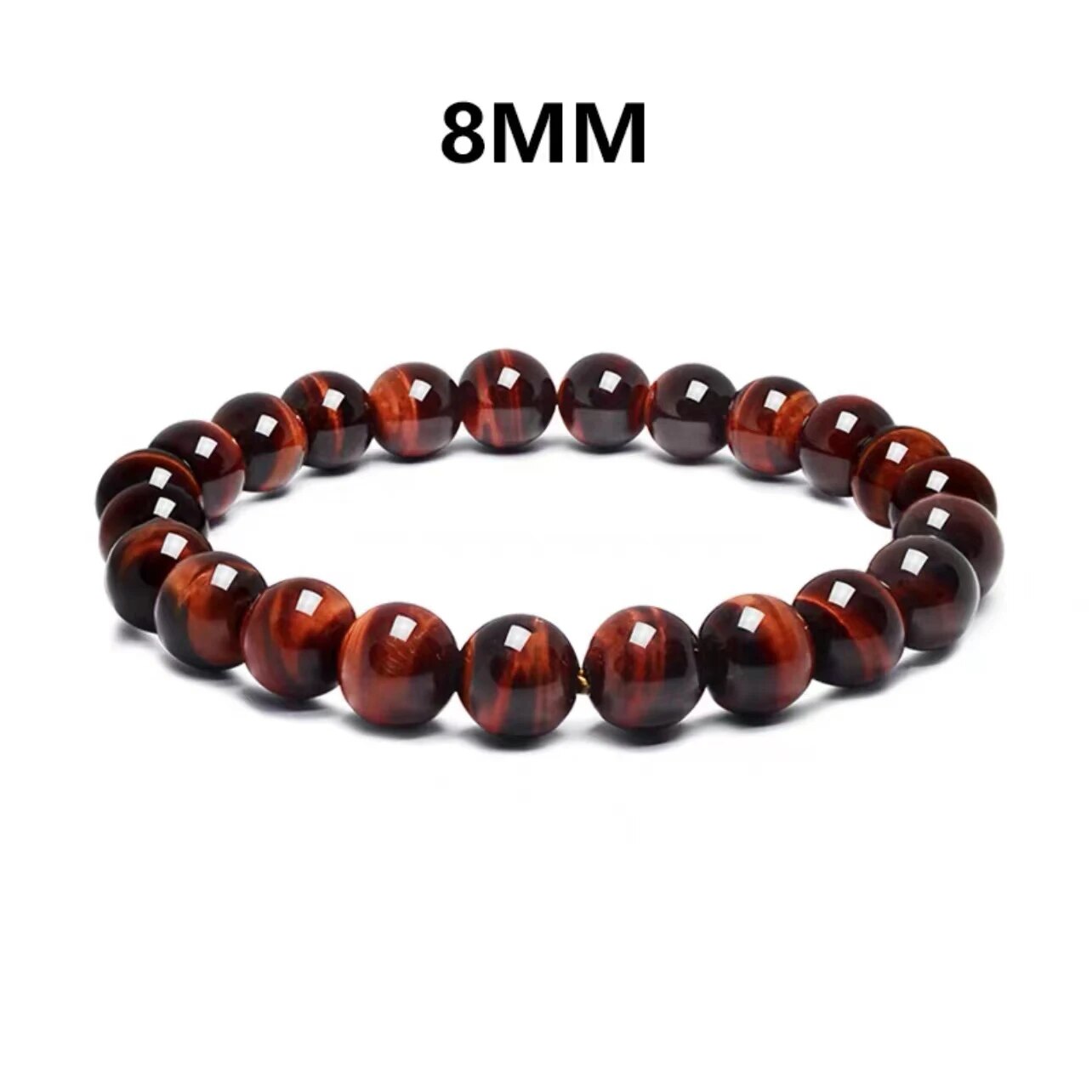 Bracelet extensible avec pierres précieuses en œil de tigre rouge, 4-12 mm