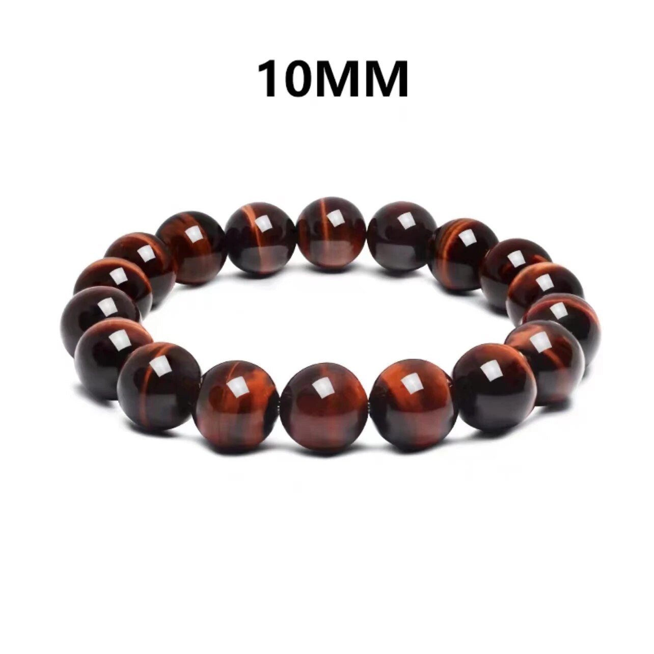 Bracelet extensible avec pierres précieuses en œil de tigre rouge, 4-12 mm