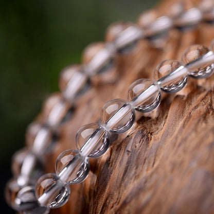 Clear Crystal Quartz Gemstone Stretch Bracelet, 6-12mm