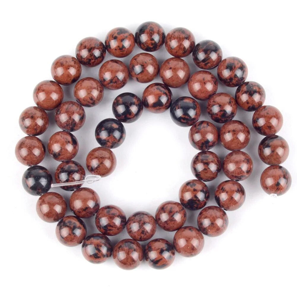 Perles d'obsidienne acajou marron, 4-10 mm