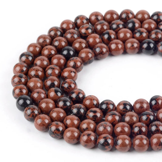 Perles d'obsidienne acajou marron, 4-10 mm