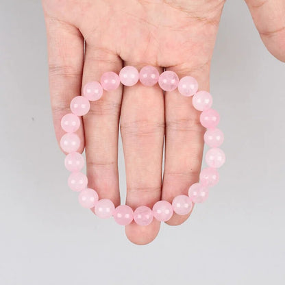 Bracelet extensible avec pierres précieuses en quartz rose 4-12 mm