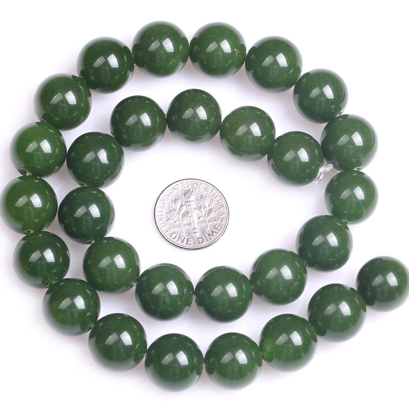 Perles de jade vert foncé naturel, 4-12 mm