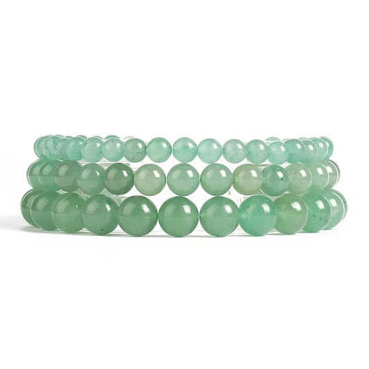 Bracelet extensible avec pierres précieuses d'aventurine verte, 4-12 mm