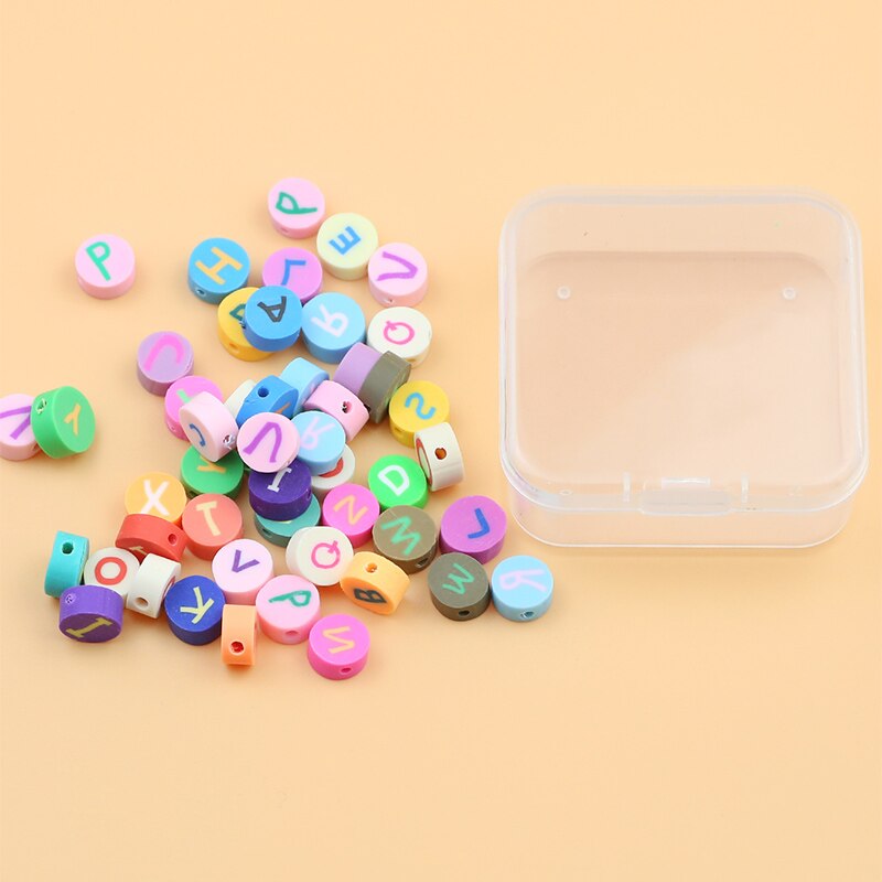 Kit de bricolage de perles en argile polymère avec lettres de 50 pièces