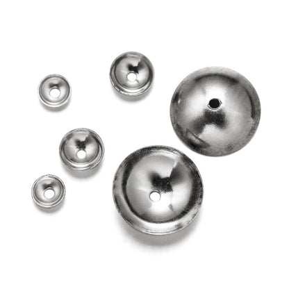 Capuchons de perles rondes en acier inoxydable, 50 pièces