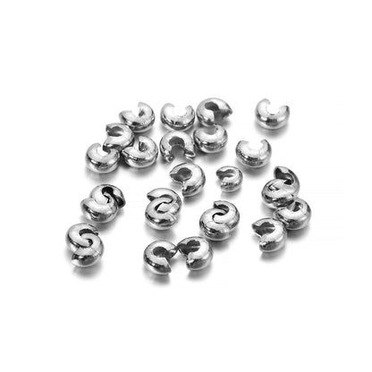 Perles rondes à sertir en cuivre, 3-5mm, 50-100 pièces