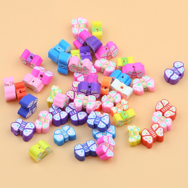 50pcs Butterfly Polymer Clay Beads DIY Kit
