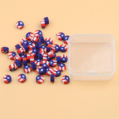 50pcs USA Flag Polymer Clay Beads DIY Kit