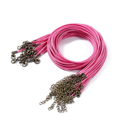 1.5 2mm Leather Adjustable Braided Rope with Lobster Clasp, 10Pcs