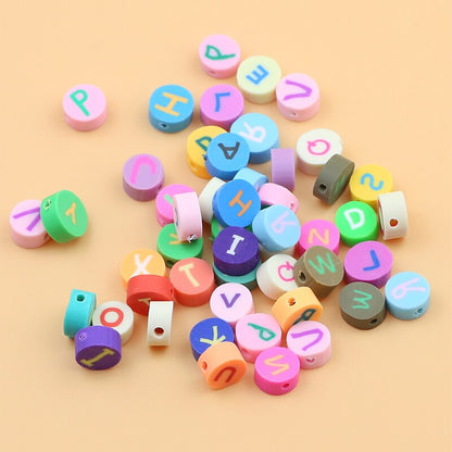 50pcs Lettered Polymer Clay Beads DIY Kit