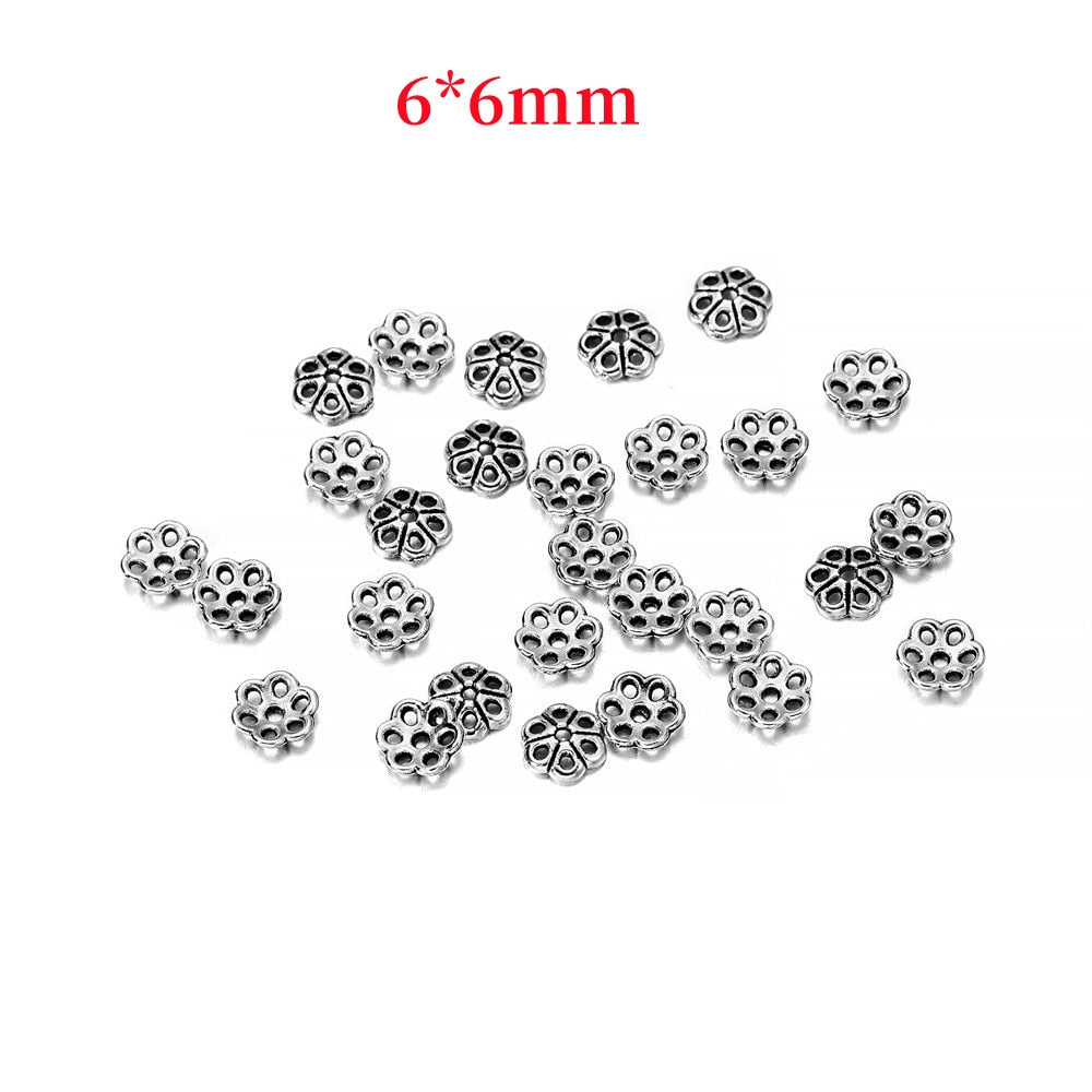 Capuchons de perles en tore de fleur ajouré de 6 mm, 100 pièces