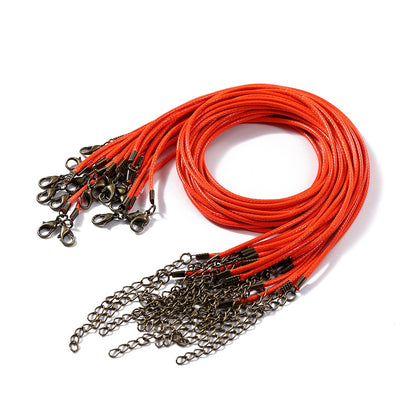 1.5 2mm Leather Adjustable Braided Rope with Lobster Clasp, 10Pcs