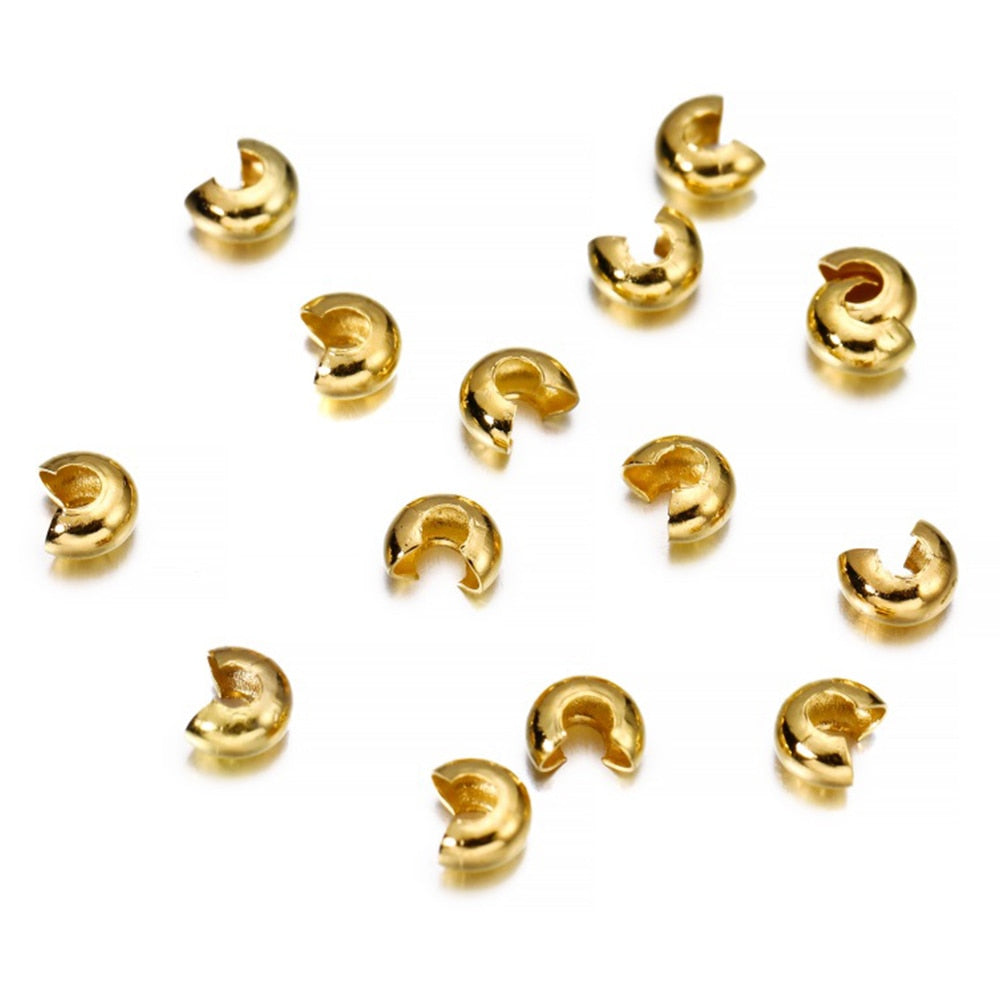 Perles rondes à sertir en cuivre, 3-5mm, 50-100 pièces