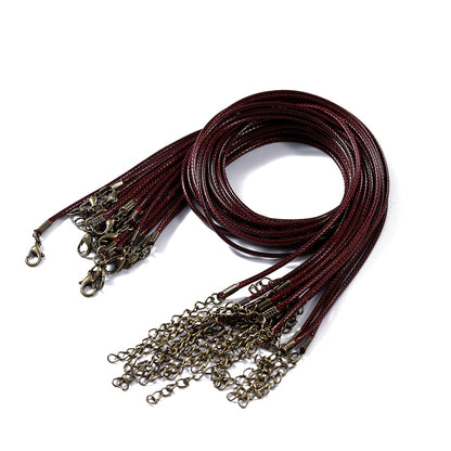 1.5 2mm Leather Adjustable Braided Rope with Lobster Clasp, 10Pcs