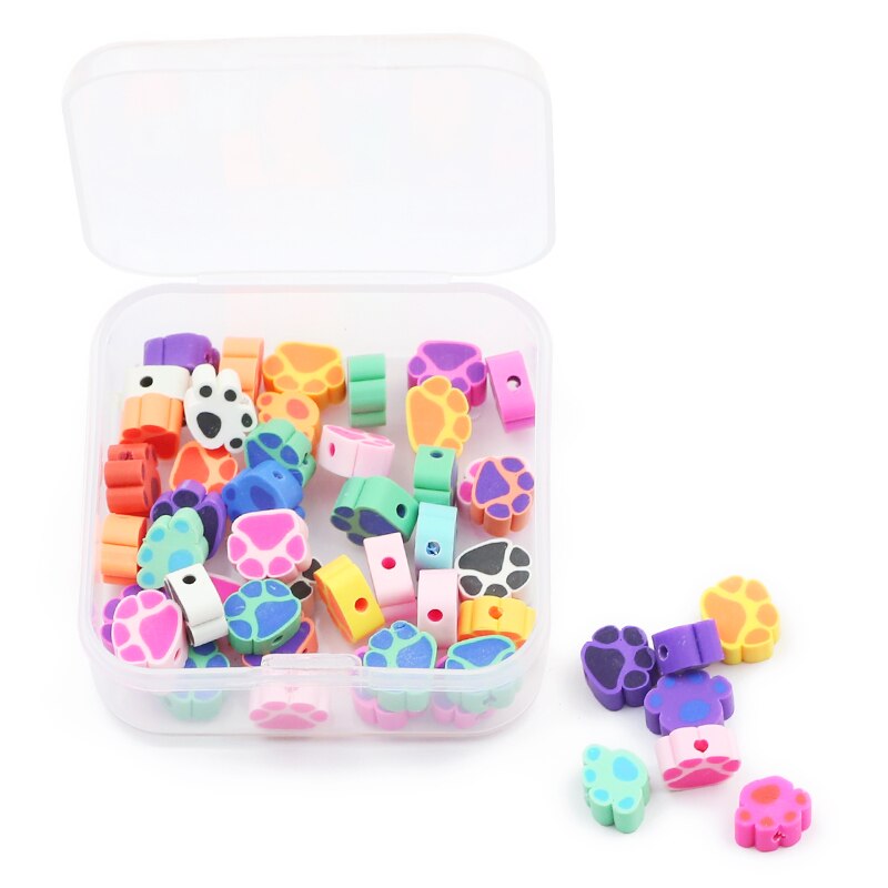 50pcs Cat Paw Polymer Clay Beads DIY Kit