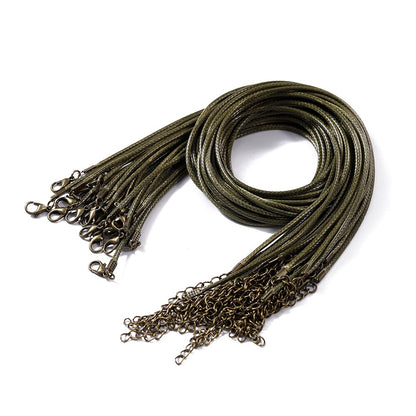 1.5 2mm Leather Adjustable Braided Rope with Lobster Clasp, 10Pcs