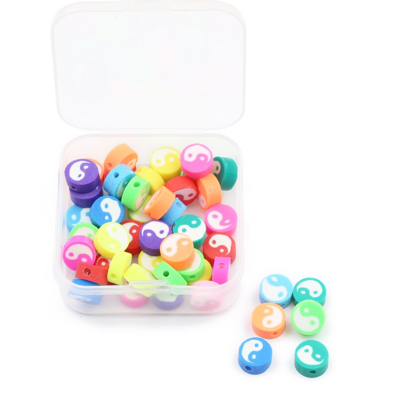 Kit de bricolage de perles en argile polymère à motif TAI CHI, 50 pièces