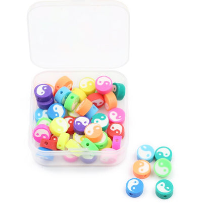 Kit de bricolage de perles en argile polymère à motif TAI CHI, 50 pièces