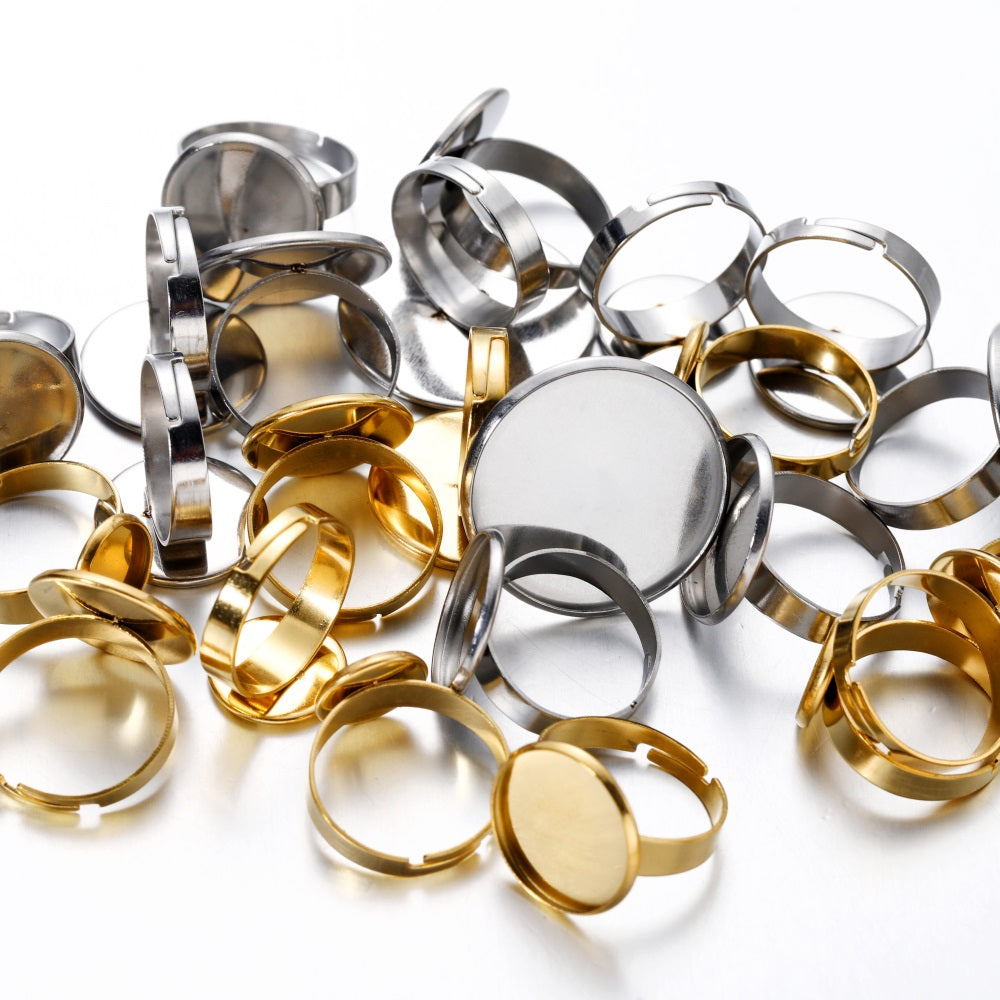 10 Stück metallbeschichtete, verstellbare Ringeinstellungen