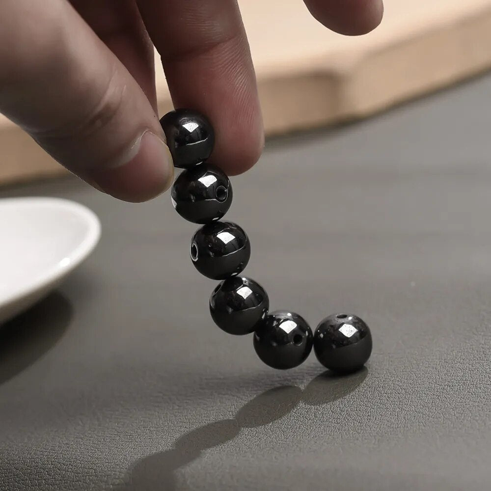 Perles d'hématite magnétiques noires