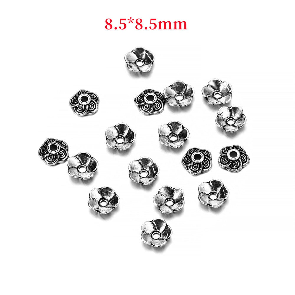 8,5 mm geschnitzte Pflaumenblüten-Perlenkappen, 100 Stück
