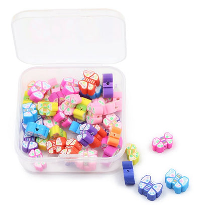 Kit de bricolage de perles papillon en argile polymère, 50 pièces