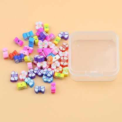 Kit de bricolage de perles papillon en argile polymère, 50 pièces