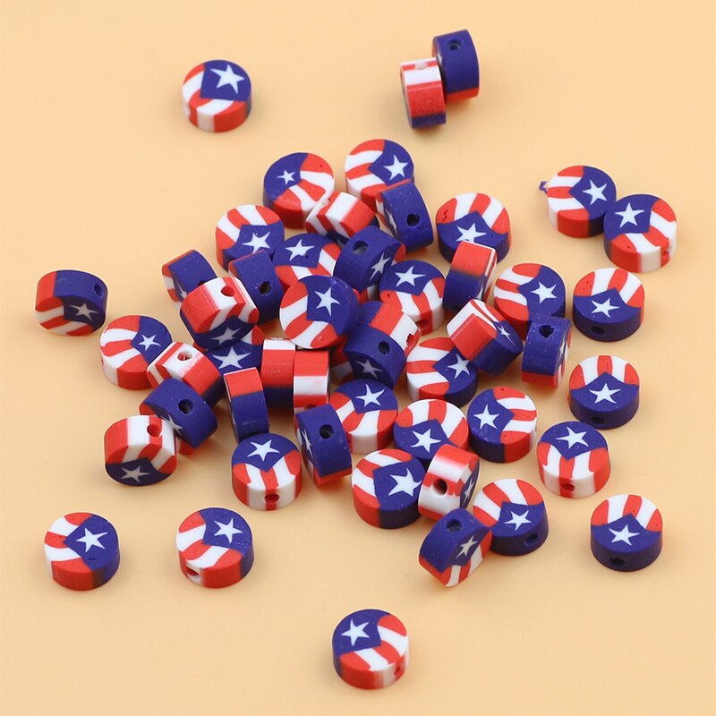 Kit de bricolage de perles en argile polymère, drapeau américain, 50 pièces