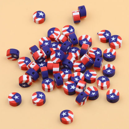 50pcs USA Flag Polymer Clay Beads DIY Kit