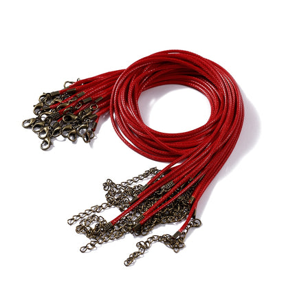 1.5 2mm Leather Adjustable Braided Rope with Lobster Clasp, 10Pcs