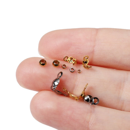 Gold Plated Stainless Steel Connector Clasp Crimp Ends, 50pcs