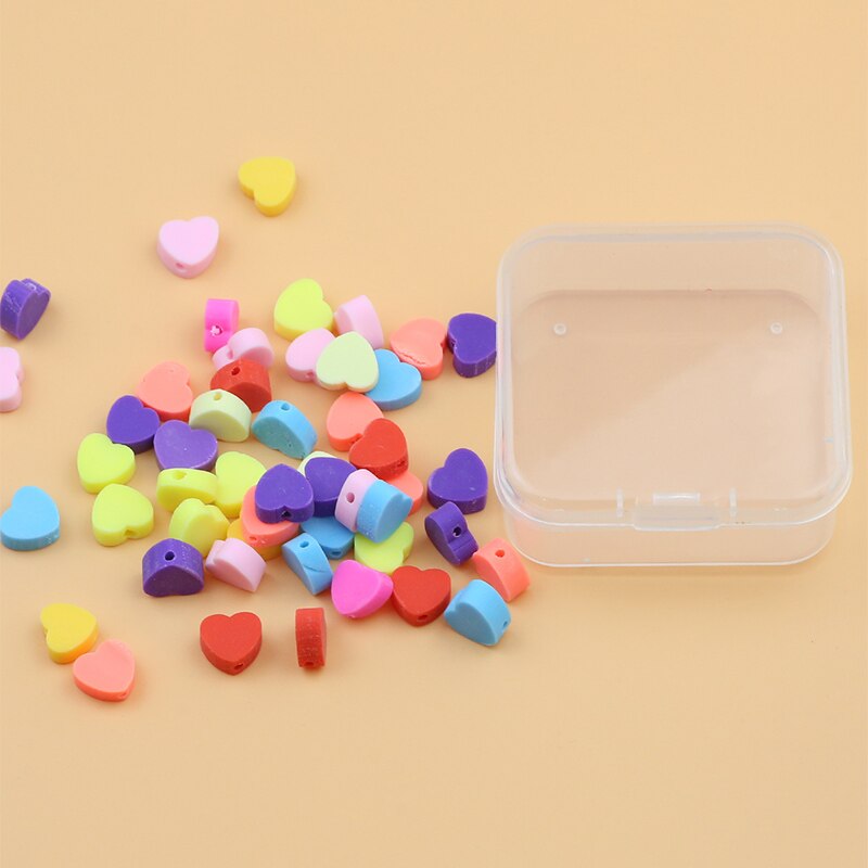 Kit de bricolage de perles en argile polymère en forme de cœur, 50 pièces