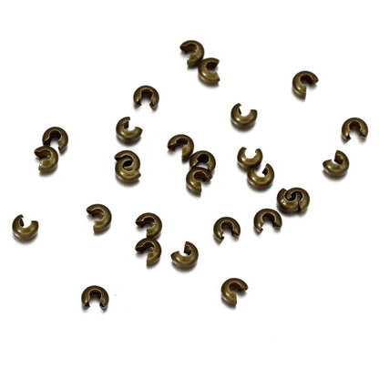 Copper Round Covers Crimp End Beads 3-5mm, 50-100pcs